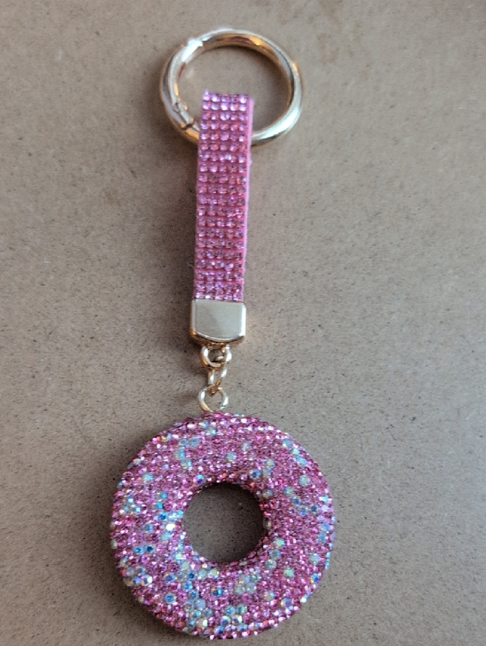 Sparkling Pink Crystal Donut Charm